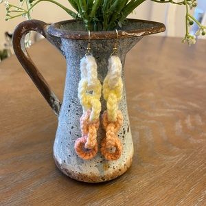 Yellow tones crochet chain earrings